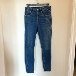 Good American - Good Waist High Waist Raw Hem Ankle Skinny Jeans - Size 8
